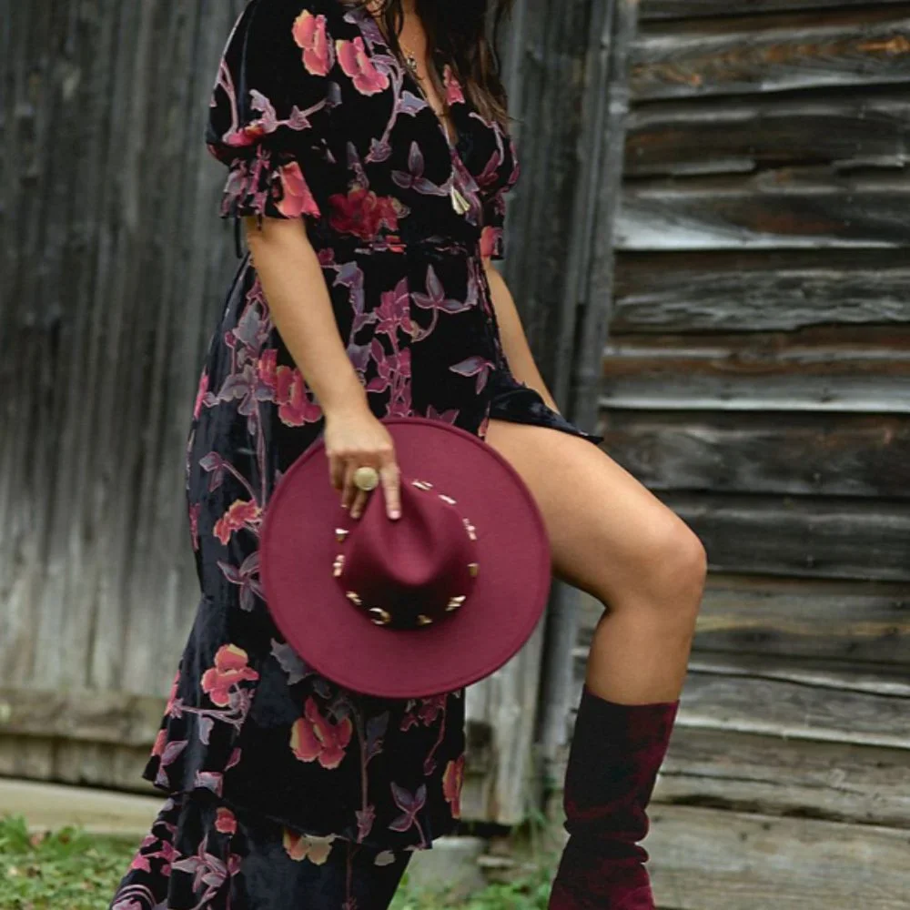 ⭐️ Charm-Trimmed Rancher Boho Peasant Hipster Hippie Art Farm Desert Cute Hat